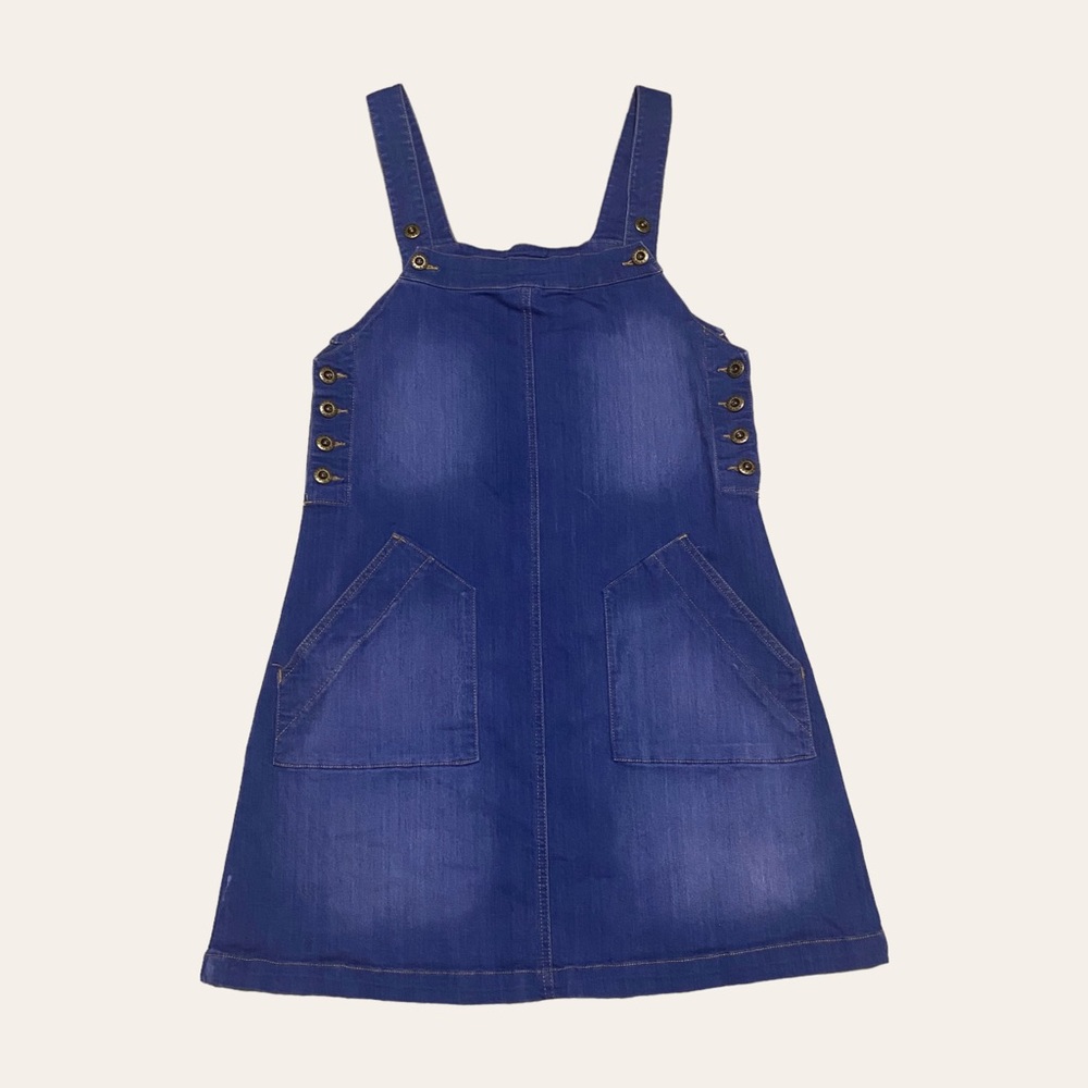 Pink Celebrity Dark Wash Blue Jean Denim Overall Dress
